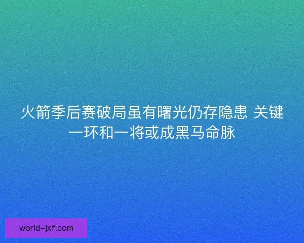 火箭季后赛破局虽有曙光仍存隐患 关键一环和一将或成黑马命脉
